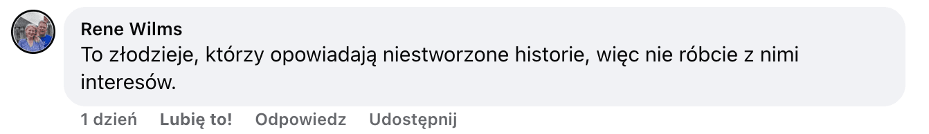 Opinia o Polenergia Fotowoltaika S.A. (obecnie ELQ Energy S.A.) z mediów społecznościowych - zrzut ekranu