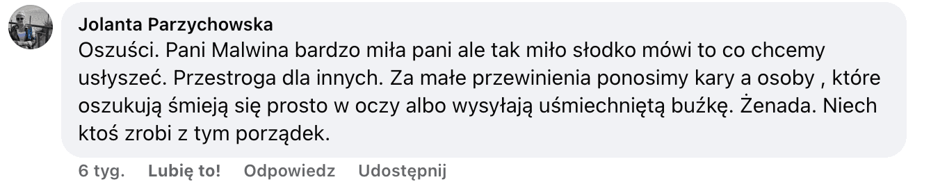 Opinia o Polenergia Fotowoltaika S.A. (obecnie ELQ Energy S.A.) z mediów społecznościowych - zrzut ekranu